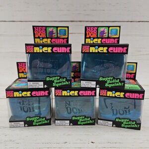 Nee Doh Nice Cube Super Solid Squish Blue Lot of 5 New Sealed 2.5"
